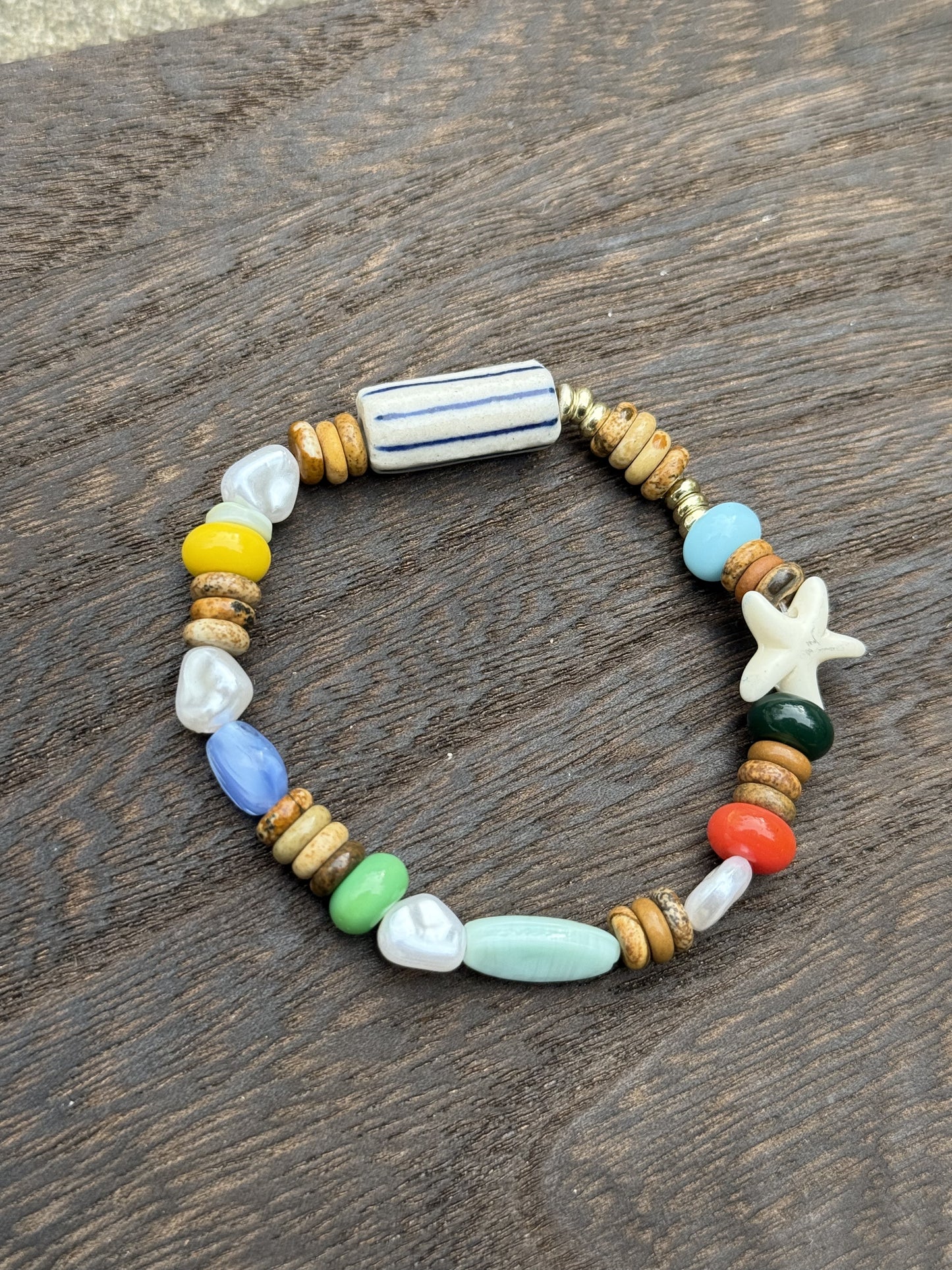 Handmade Colorful Shell Beaded Bracelet โ Beach Vibes & Positive Energy