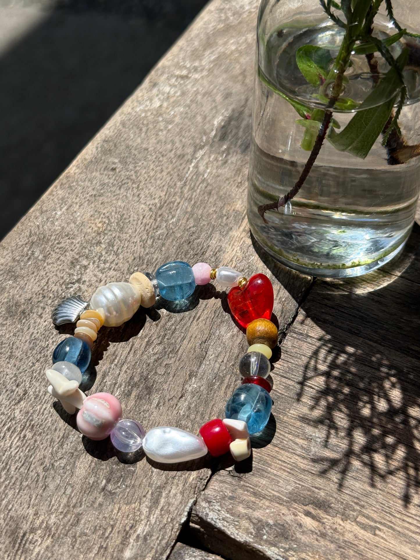 A Seaglass Whisper Beaded Bracelet β Handmade Coastal Calm by Caracola π
