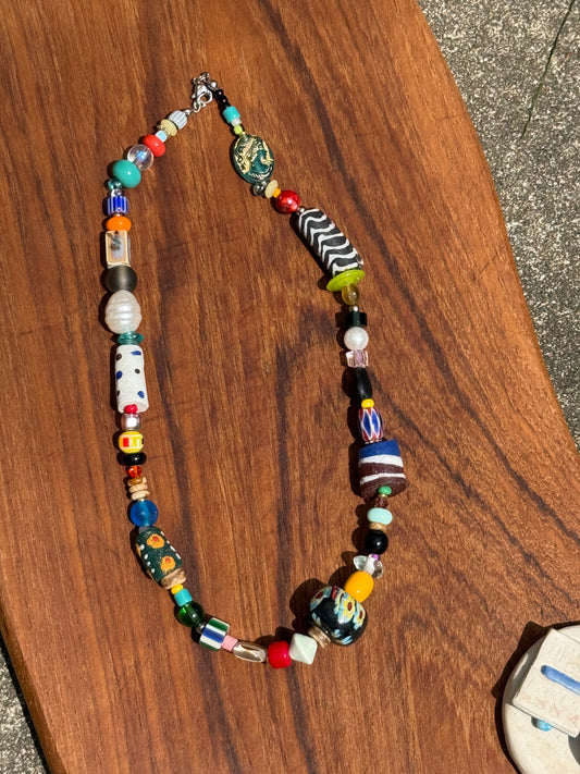 Hand-Painted African Beaded Necklace – Art You Can Wear