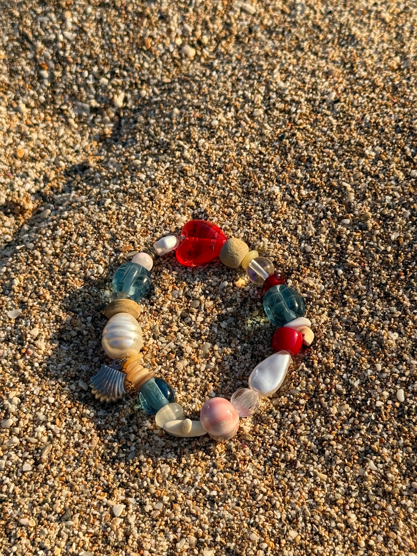 A Seaglass Whisper Beaded Bracelet – Handmade Coastal Calm by Caracola 🌊