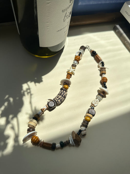 Wood & Shell Handmade Beaded Necklace – Natural Beauty, Effortless Style
